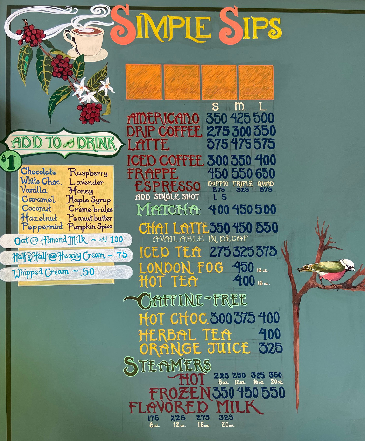Menu - Four Corners Coffee Somerset, Michigan